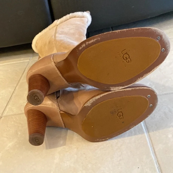 Ugg Heel Boots Leather Suede & Sheepskin NWOT - Picture 12 of 16